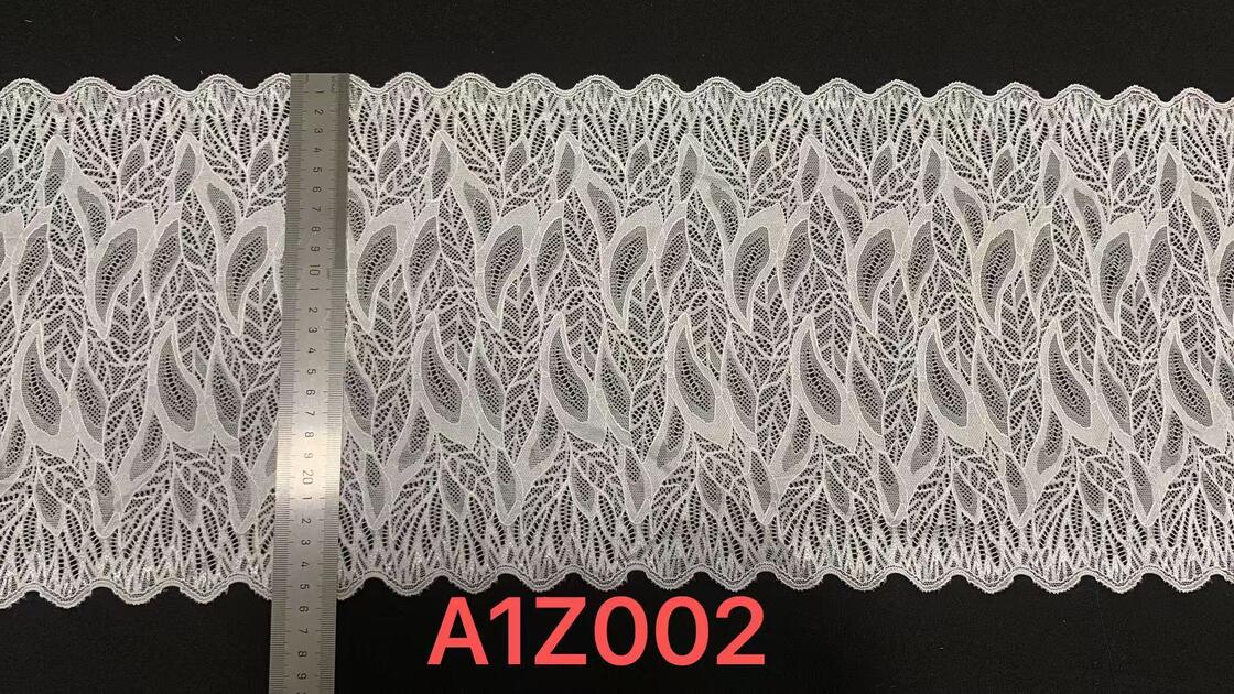 Quality French Lace Trim with Leaf Flower Wave Edge in Nylon/Spandex Blend 25.5CM Width for Women's Clothing factory