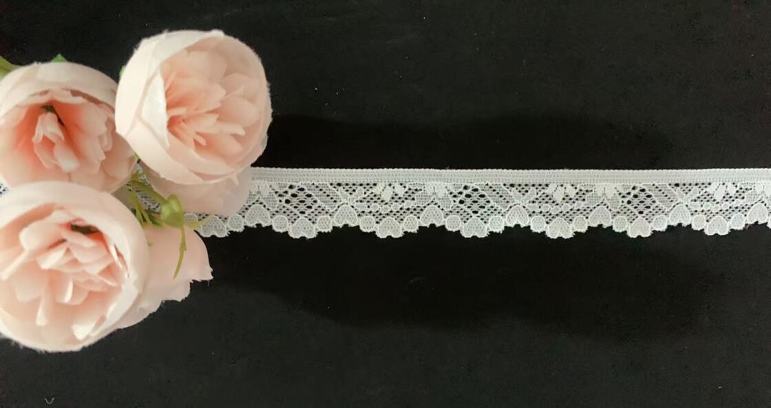 Quality Heart Pattern Stretch Lace Trim with Nylon Spandex Material and 2.5CM Width for Lingerie and Bridal Sewing factory