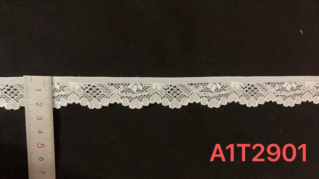 Quality Heart Pattern Stretch Lace Trim with Nylon Spandex Material and 2.5CM Width for Lingerie and Bridal Sewing factory