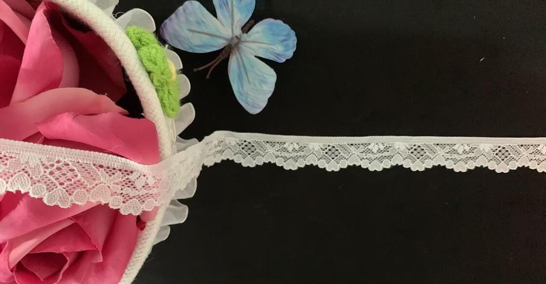 Quality Heart Pattern Stretch Lace Trim with Nylon Spandex Material and 2.5CM Width for Lingerie and Bridal Sewing factory