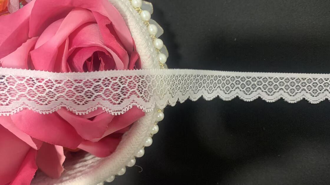Quality Stretch Lace Trim with Nylon Spandex Material, 2.5cm Width, and Floral Pattern for Lingerie and Bridal Sewing factory
