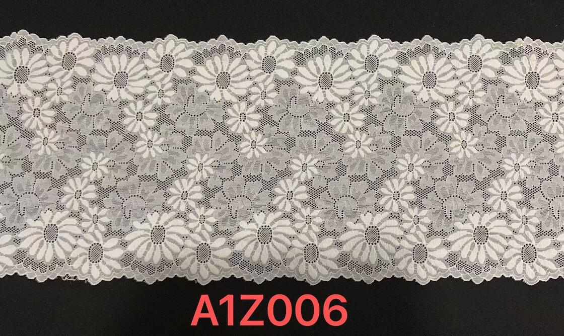 Quality Sunflower Daisy Floral Lace Trim Stretch Fabric in Nylon Spandex with 22.5cm Width for Pajama Dresses factory