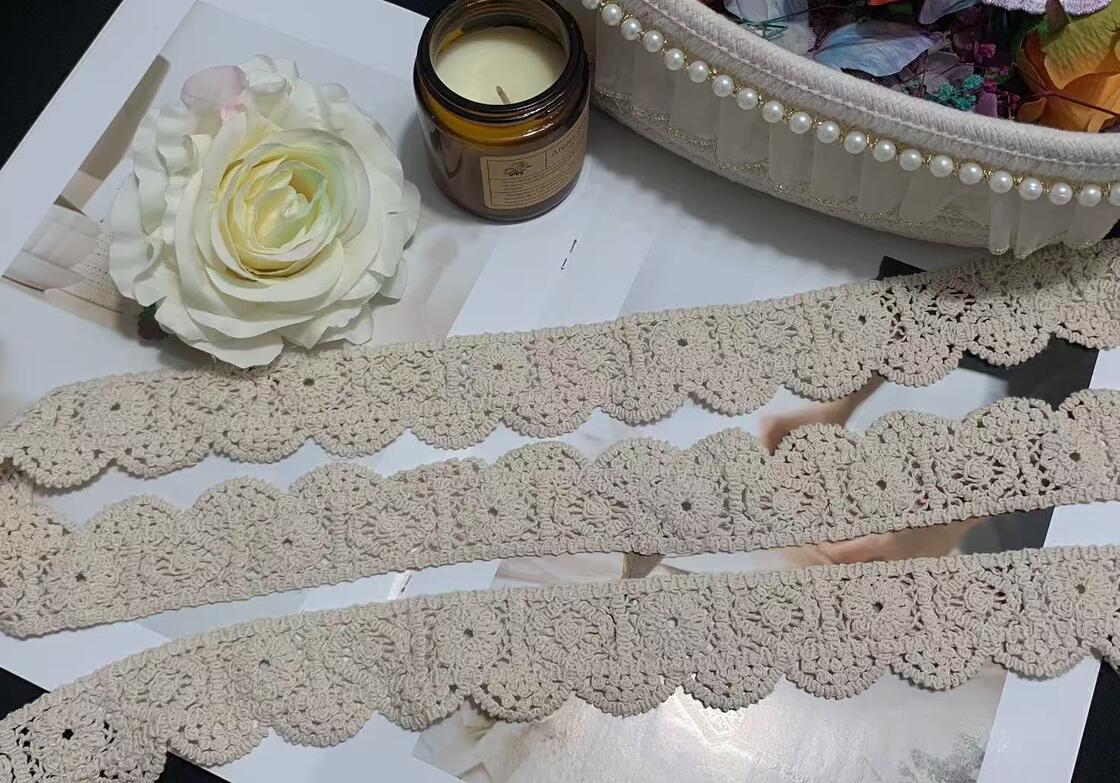 Quality 4cm Water-Soluble Guipure Lace Trim with Rope Embroidery for Women's Summer Vest Dress factory