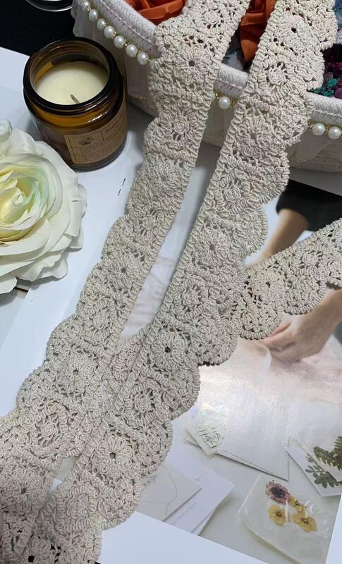 Quality 4cm Water-Soluble Guipure Lace Trim with Rope Embroidery for Women's Summer Vest Dress factory