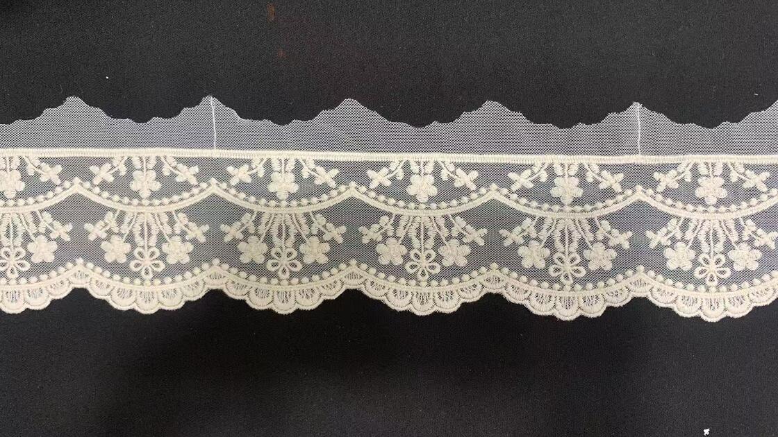 Quality Exquisite French Wave Pattern Eco-Friendly Voile Lace with Water-Soluble Mesh and Embroidery Stretch Fabric factory