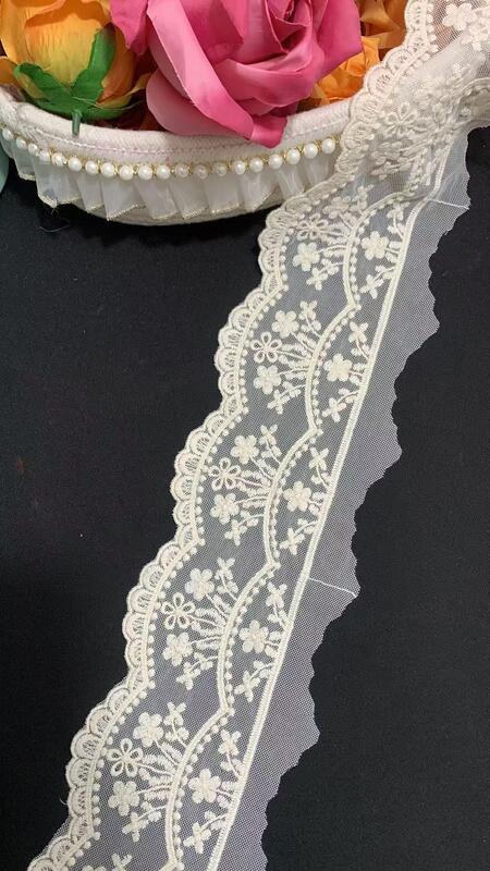 Quality Exquisite French Wave Pattern Eco-Friendly Voile Lace with Water-Soluble Mesh and Embroidery Stretch Fabric factory
