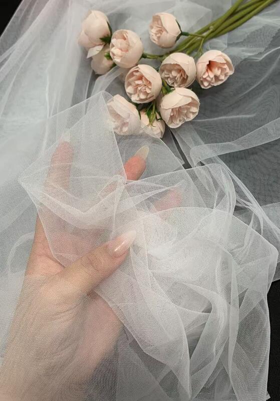 Quality White 100% Nylon Soft SOILD Mesh Fabric 150cm Eco-Friendly for Garment Shoes Children's Clothing Wedding Dresses Home Decor factory