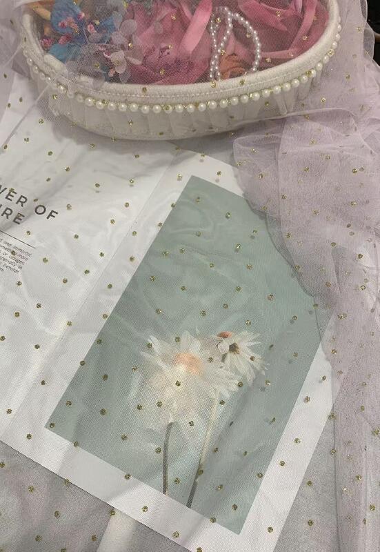 Quality High Quality Eco-Friendly Durable Printed Gold Foil Dot Mesh Fabric for Birthday Dresses with Boho Luxury Mesh Skirt factory