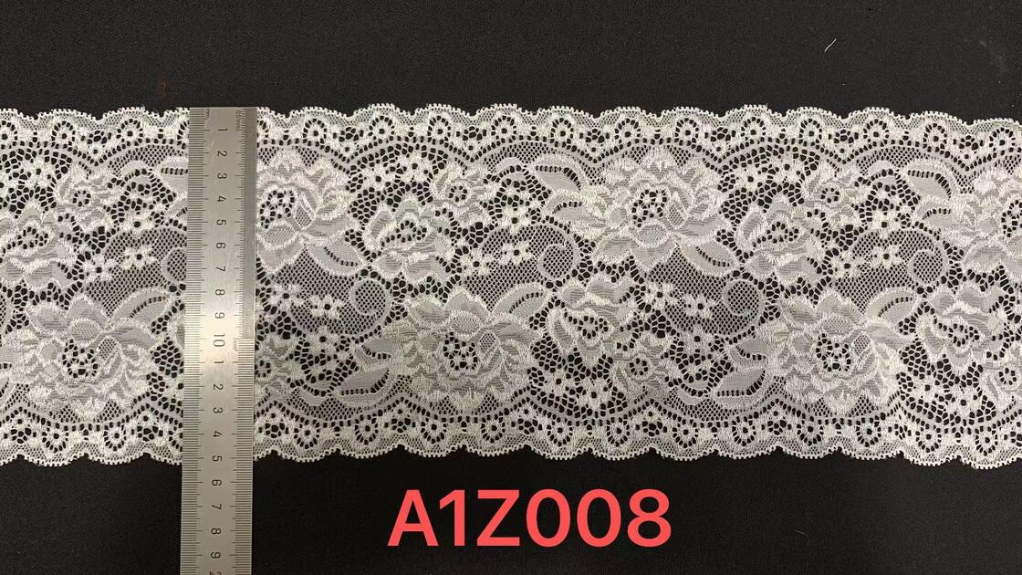 Quality French Lace Camellia Flower Pattern 15cm Width Dual Color Fancy Luxury Elastic Nylon Spandex Lace Pajama Decoration Accessories factory