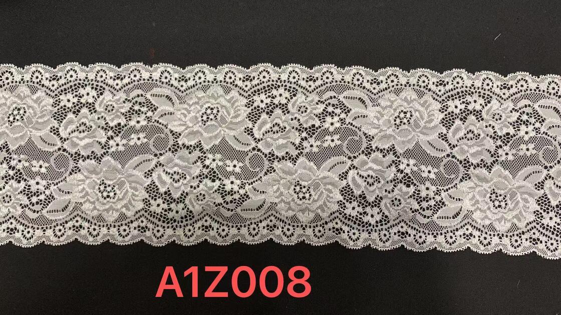 Quality French Lace Camellia Flower Pattern 15cm Width Dual Color Fancy Luxury Elastic Nylon Spandex Lace Pajama Decoration Accessories factory