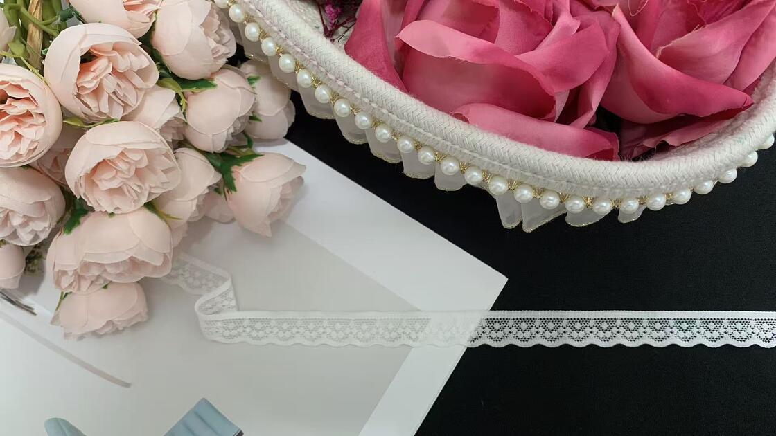 Quality 1.5cm Soft Nylon Spandex Scalloped Lace Trim, Elastic Eco-Friendly for Lingirie Dress Garment Decoration factory