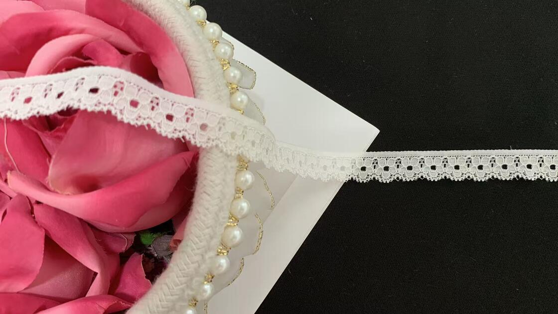 Quality Elegant Tiny Floral Openwork Elastic Lace, Skin-Friendly Nylon Spandex with 1.5CM Width for Wedding Dress & Lingerie Decor factory