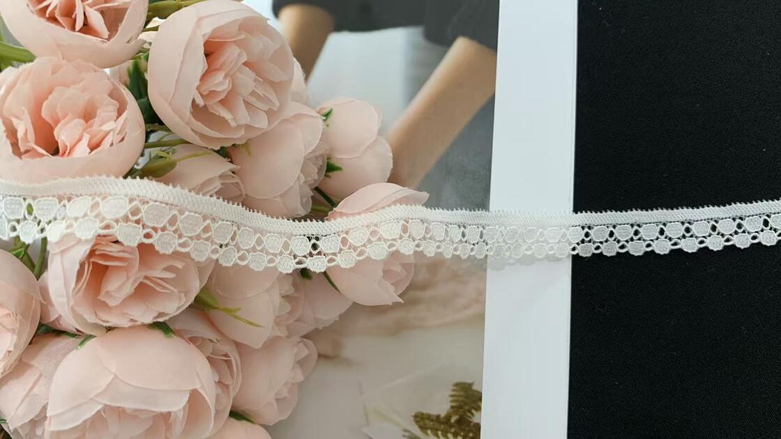 Quality Vintage Scalloped Openwork Nylon Spandex Lace Trim, Soft Elastic for Boho Dress & Bridal Handcraft Embellishment factory