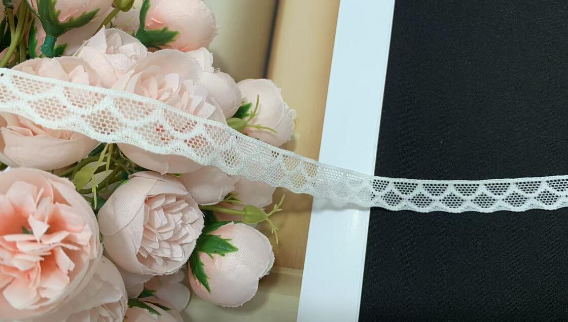 Quality Fine Honeycomb Mesh Scallop Nylon Spandex Elastic Lace Trim for Lingerie Night gown Casual Dress Decor factory