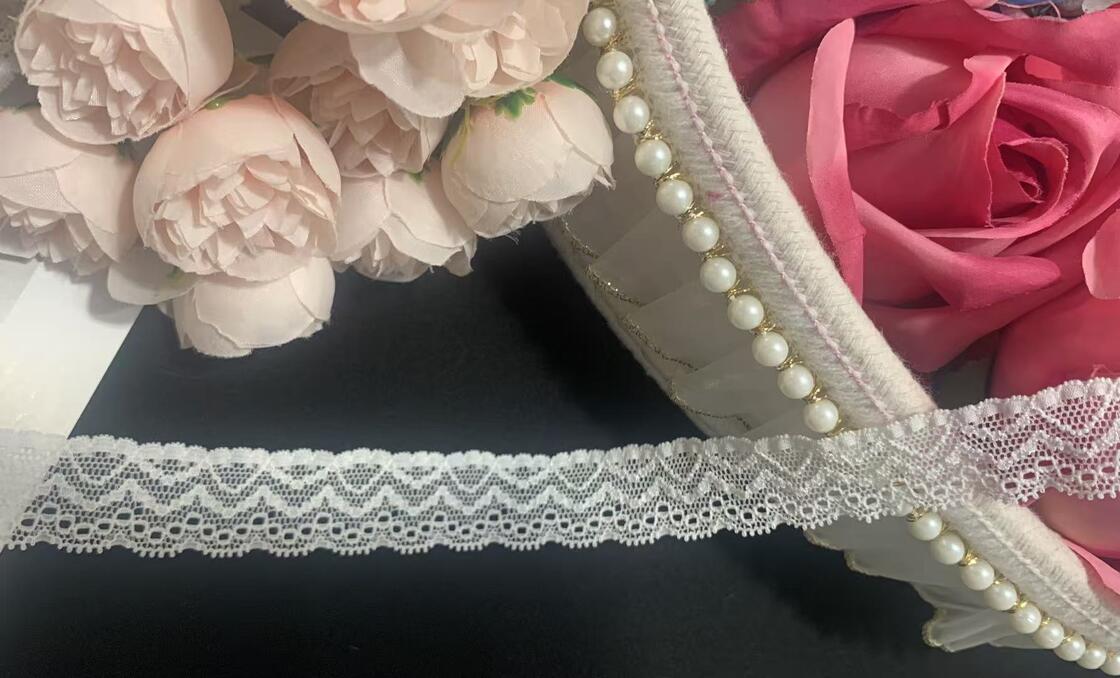 Quality Elegant Double-Row Oval Hollow Picot Edge Nylon Spandex Elastic Lace Trim for Lingerie Pajama Nightdress DIY Decor factory