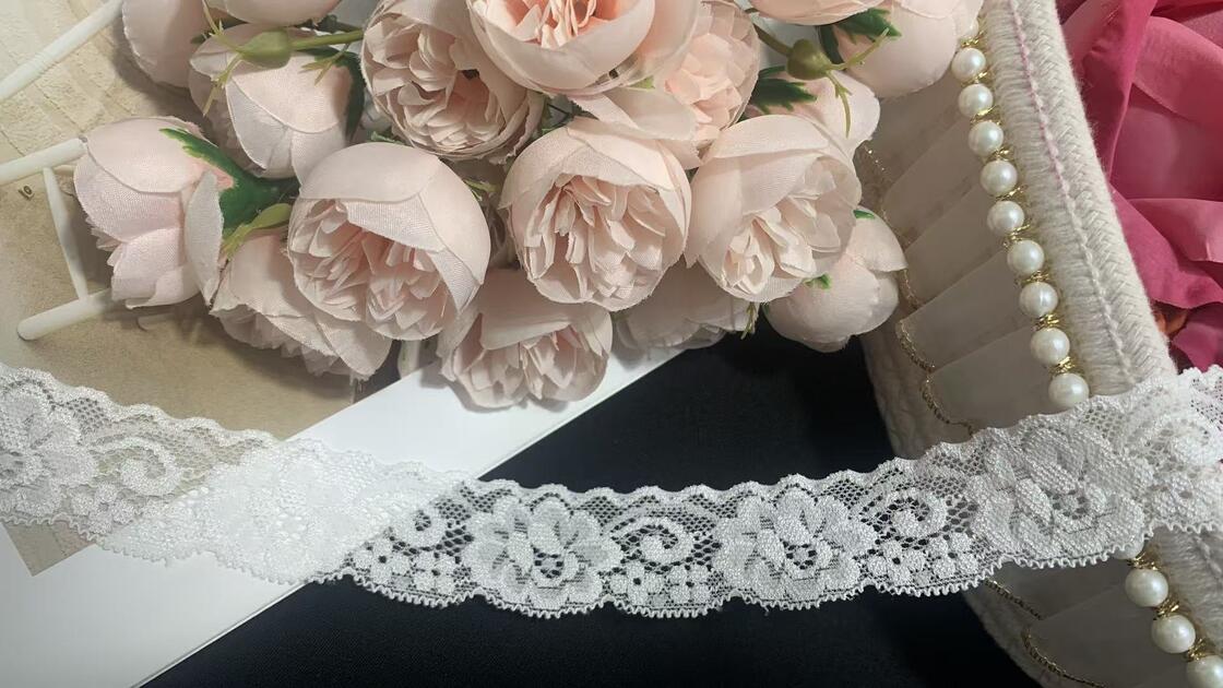 Quality Classic Scroll Floral Openwork Nylon Spandex Lace Trim for Lingerie Wedding Gown Casual Dress DIY Decro factory