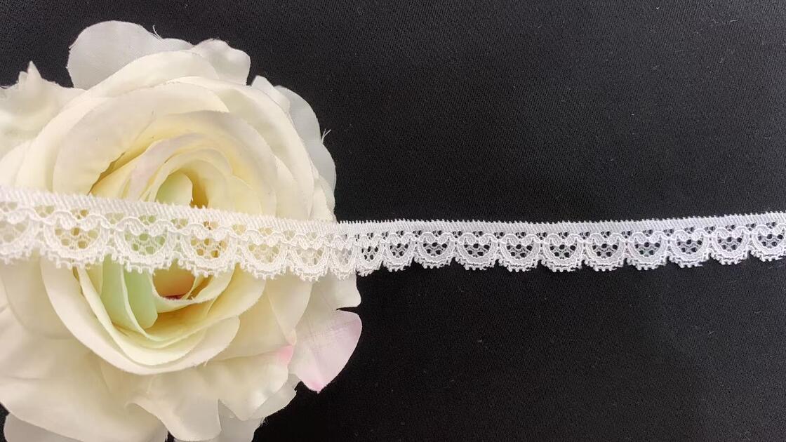 Quality 1.5cm Delicate Heart Pattern Knitted Lace Trim with Fine Openwork for Saree Border & Garments Accessories factory