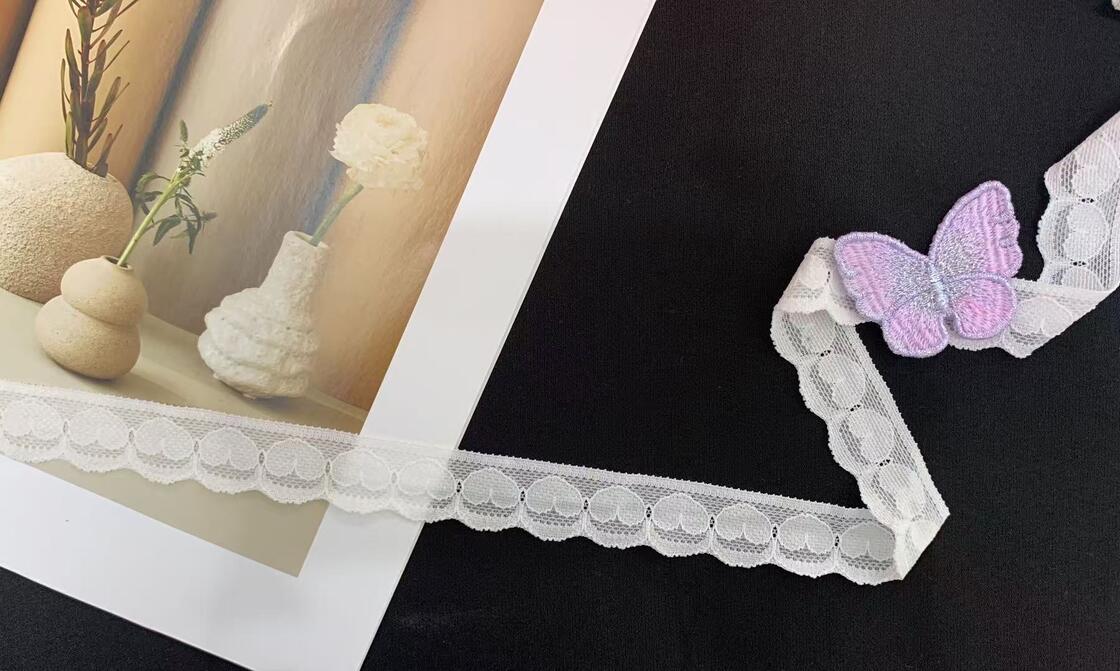 Quality 2cm Sweet Romantic Heart Lace Trim with Fine Openwork for Wedding Dresses, Skirt Hem and Bridal Accessories factory
