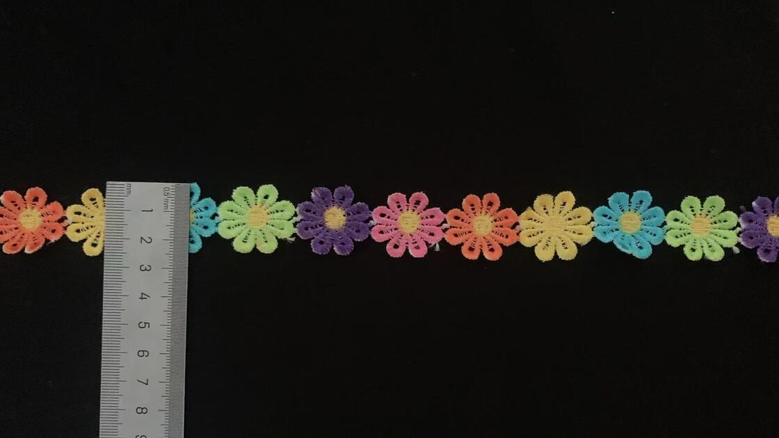 Quality E2651906# Colorful Vibrant Printed Lace Trim Water-soluble Embroidery Sexy Daisy Lace Simple Male/Female Children's Top T-shirt factory