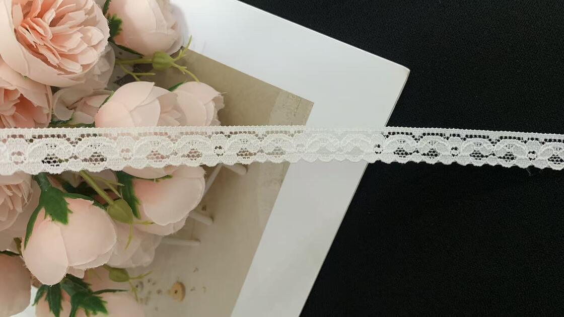 Quality Vintage  Bloom Streach Lace Trim, Soft Nylon Knitted Floral Border For Summer Dresses & Undergarments factory