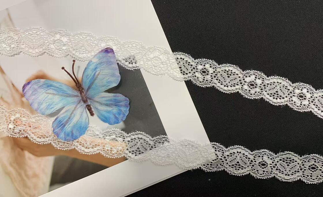 Quality 2.5cm Classic Double-sided Wavy Floral French Lace Elastic Luxury Fancy Accessory for Women/Children's Decorative Clothing Shoes factory