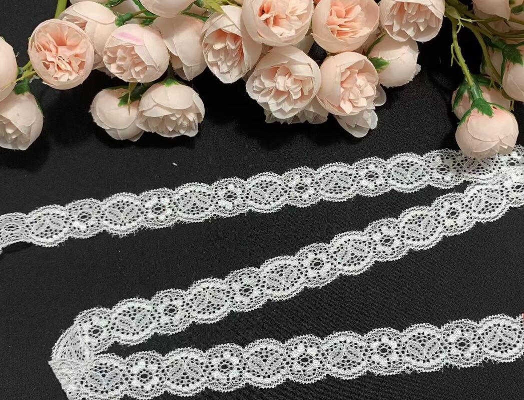 Quality 2.5cm Classic Double-sided Wavy Floral French Lace Elastic Luxury Fancy Accessory for Women/Children's Decorative Clothing Shoes factory