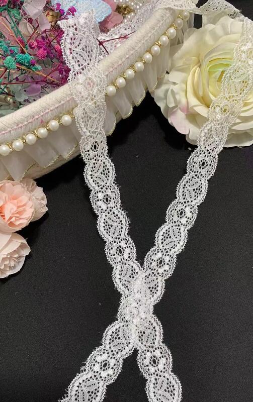 Quality 2.5cm Classic Double-sided Wavy Floral French Lace Elastic Luxury Fancy Accessory for Women/Children's Decorative Clothing Shoes factory
