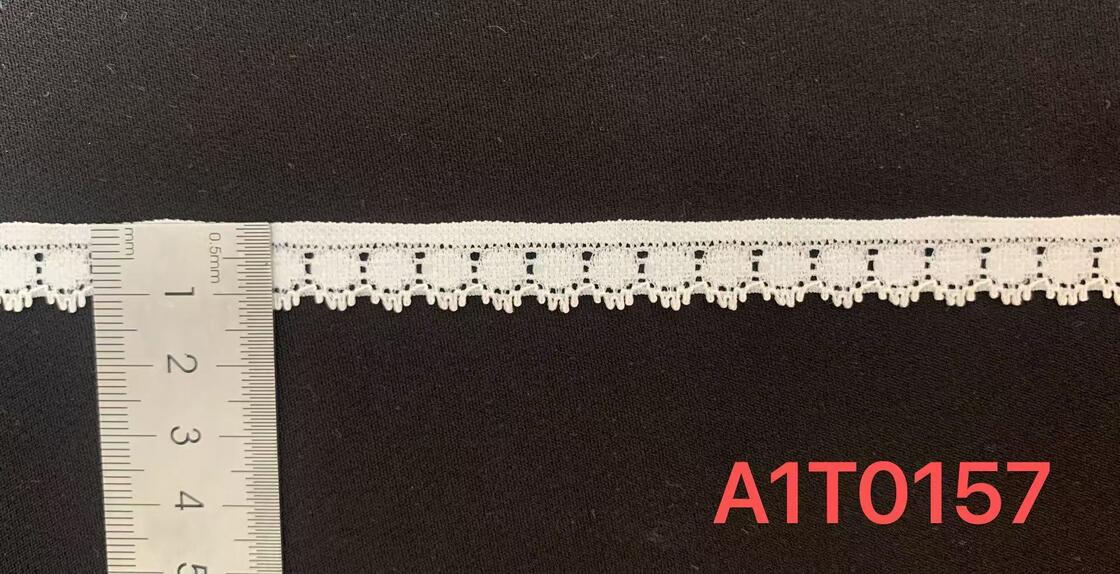 Quality 1.2cm Delicate White Knitted Lace Trim with Hollow-out Pattern & Tassel Edge for Lingerie, Dresses, and Garment Decoration factory
