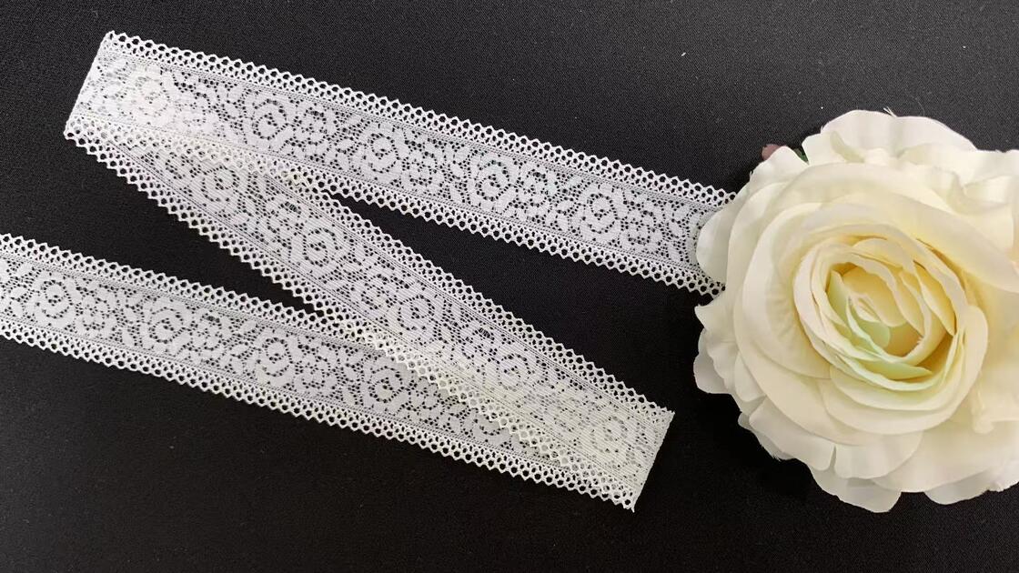 Quality Premium 3cm Floral Hollow Lace Tape High Elastic Comfort Lingerie Trim for Garment Sewing DIY factory