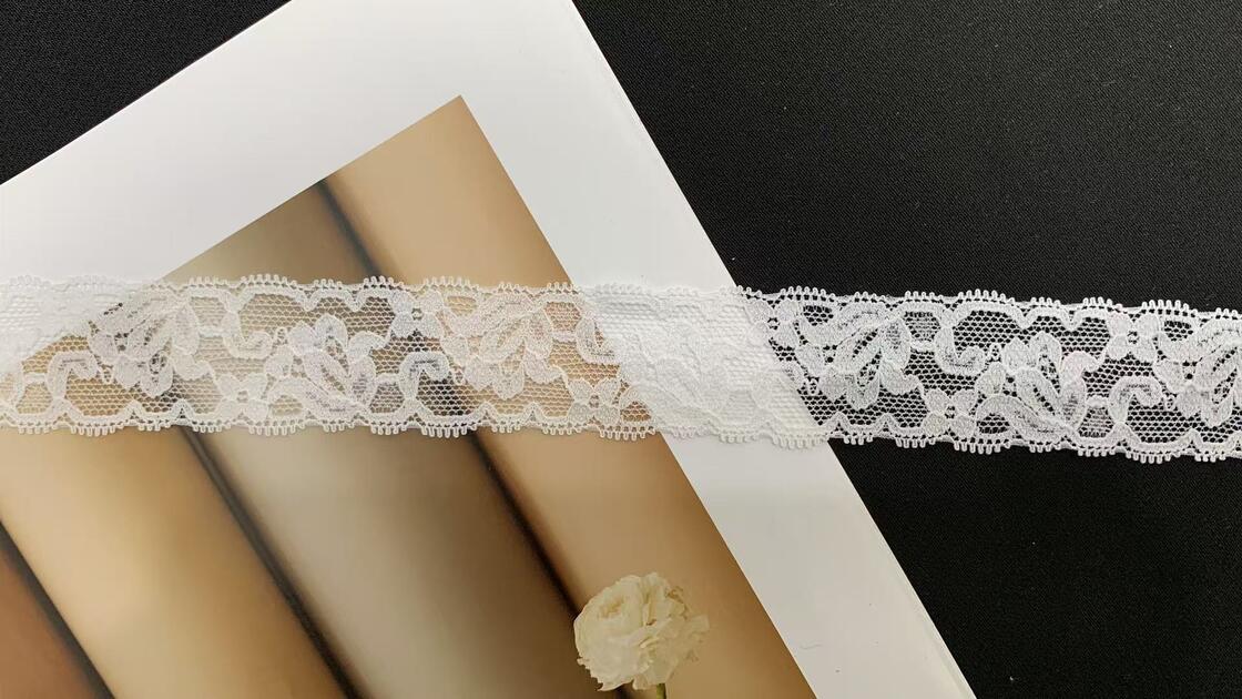 Quality 3cm Exquisite Hollow Flower Elastic Lace Border Flexible Sewing Accessory for Lingerie & Evening Gowns factory