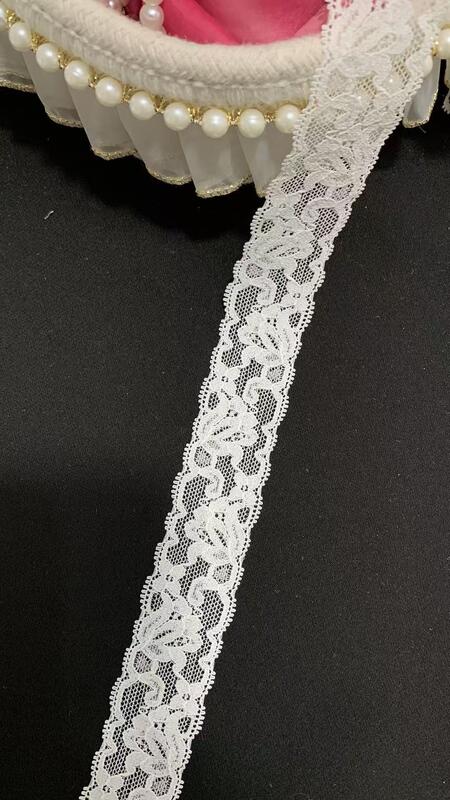 Quality 3cm Exquisite Hollow Flower Elastic Lace Border Flexible Sewing Accessory for Lingerie & Evening Gowns factory