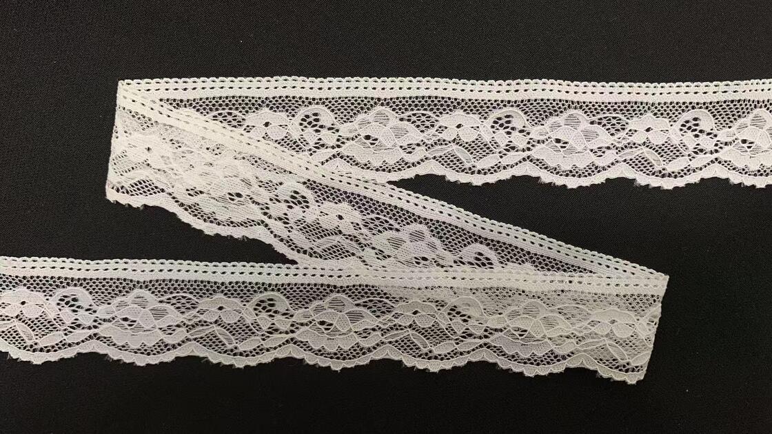 Quality 3.5cm Romantic Hollow Floral Elastic Lace Trim Soft Against Skin for Bridal Dresses & Custom Apparel Making factory