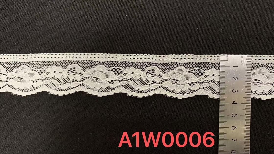 Quality 3.5cm Romantic Hollow Floral Elastic Lace Trim Soft Against Skin for Bridal Dresses & Custom Apparel Making factory
