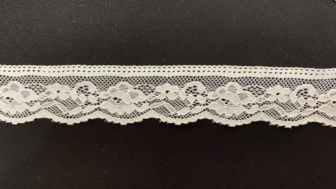 Quality 3.5cm Romantic Hollow Floral Elastic Lace Trim Soft Against Skin for Bridal Dresses & Custom Apparel Making factory