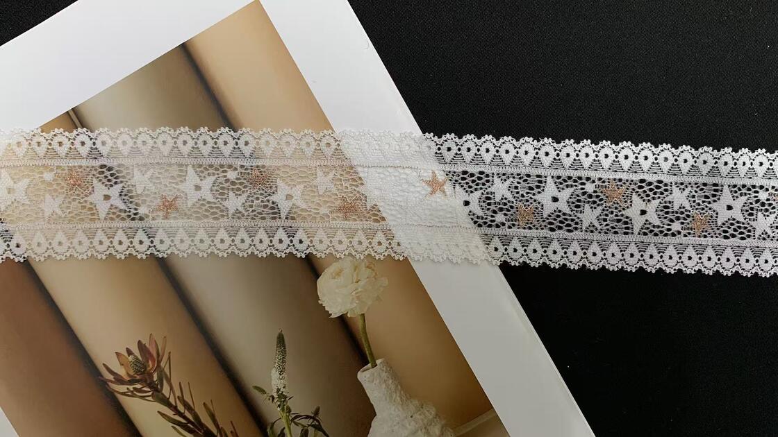 Quality 5cm Classic Single-sided Wavy Floral French Lace Elastic Elegant Fancy Trim for Women/Children's Decorative Dresses Hats Bags factory