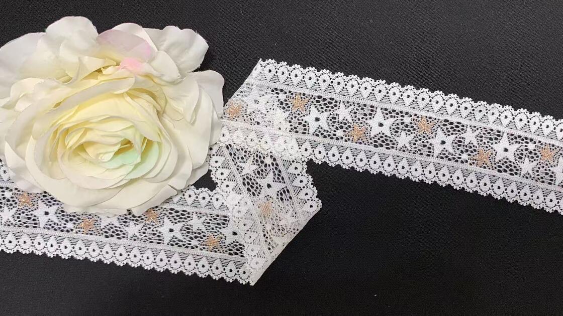 Quality 5cm Classic Single-sided Wavy Floral French Lace Elastic Elegant Fancy Trim for Women/Children's Decorative Dresses Hats Bags factory