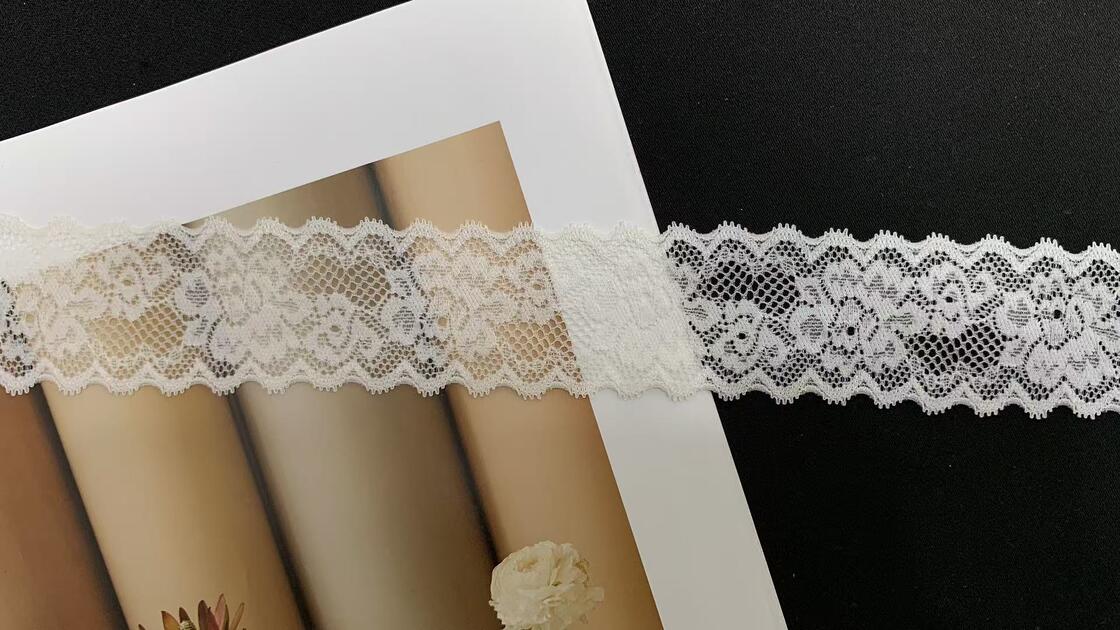 Quality 4cm Multi-Use Elastic Hollow Flower Lace Trim Premium Sewing Supply For Underwear, Dresses & Handcrafts factory