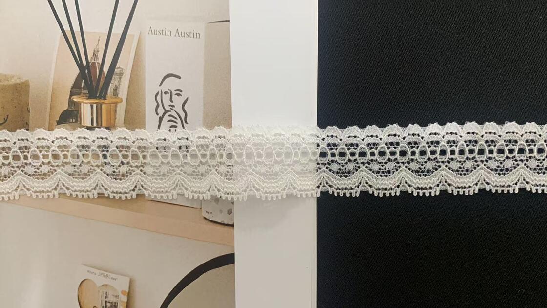 Quality A1T0140/A1T0141 Spandex/Nylon Knitted Embroidery Elastic Lace Trim 2.5-3cm for Garment Decoration factory