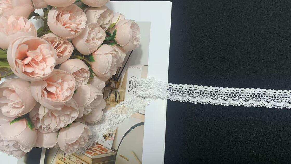 Quality A1T0140/A1T0141 Spandex/Nylon Knitted Embroidery Elastic Lace Trim 2.5-3cm for Garment Decoration factory