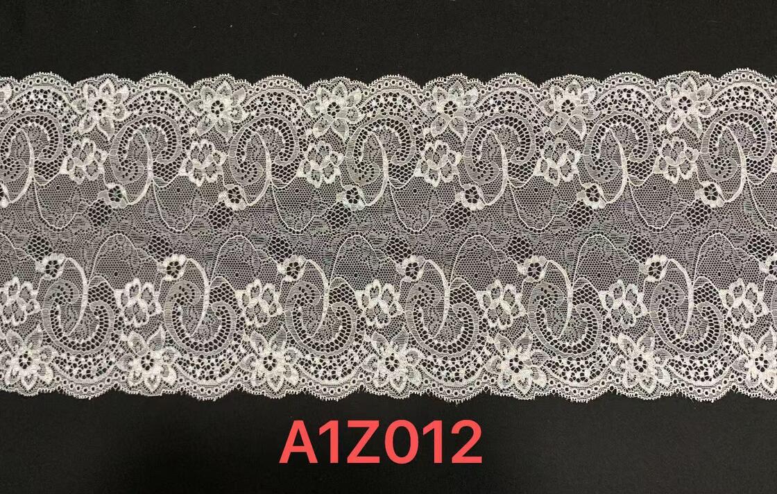 Quality A1Z012# Double Scalloped Shell Knitted French Lace with Spandex 21.5CM Width Elastic for Bridal Apparel factory