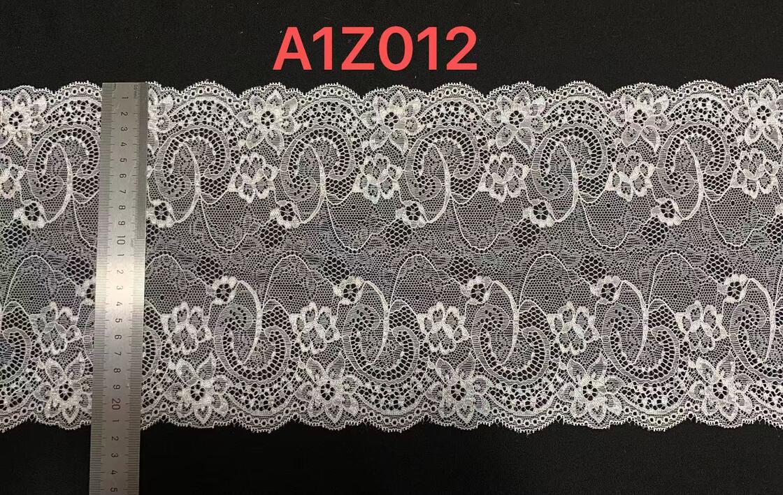 Quality A1Z012# Double Scalloped Shell Knitted French Lace with Spandex 21.5CM Width Elastic for Bridal Apparel factory