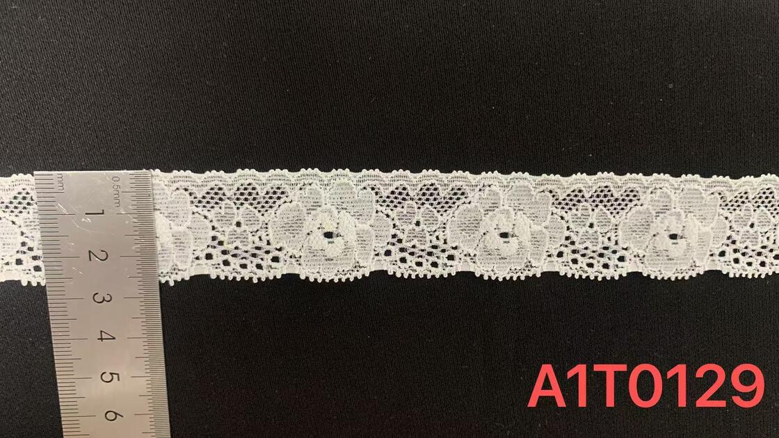 Quality Soft Stretch Nylon Lace of 2.6cm with Hollow Flower Scalloped Edge, Great Trim for Dresses and Lingerie factory