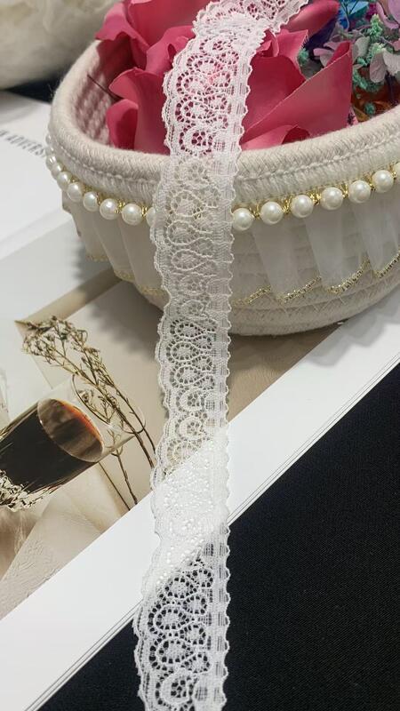 Quality 2.8cm Stretch Nylon Lace with Continuous Hollow Scallop Pattern, Soft Elastic Fabric for Apparel Trimming. factory