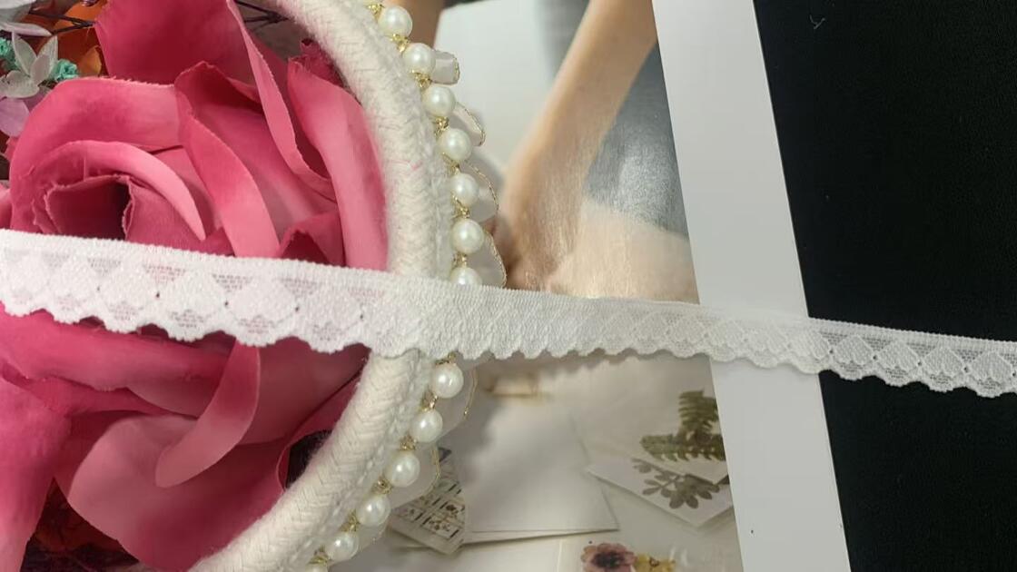 Quality 1.4cm Elastic Nylon Lace Trim Neat Oval Hollow Patterns, Soft Stretch Material for Under Garment Decoration factory
