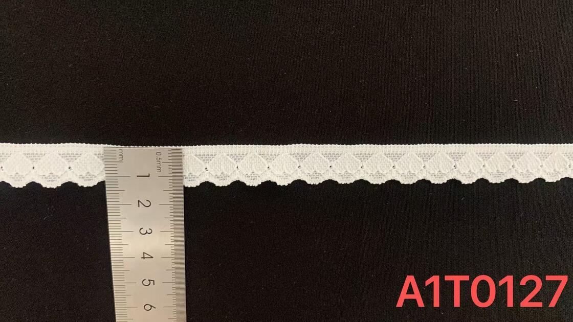 Quality 1.4cm Elastic Nylon Lace Trim Neat Oval Hollow Patterns, Soft Stretch Material for Under Garment Decoration factory