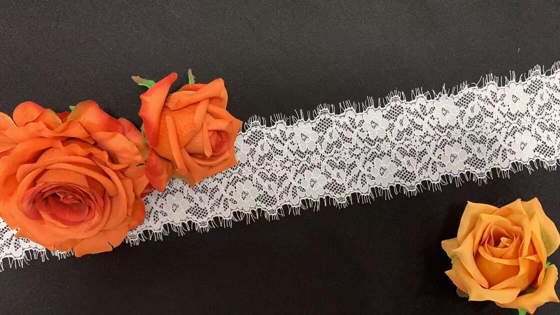 Quality 6cm Skin-Friendly Nylon Spandex Hollow Floral Stretch Lace Trim Anti-Roll Edging for Lingerie, Wedding Dresses & DIY Sewing Crafts factory