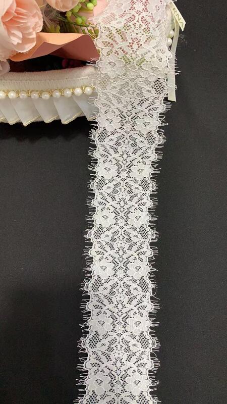Quality 6cm Skin-Friendly Nylon Spandex Hollow Floral Stretch Lace Trim Anti-Roll Edging for Lingerie, Wedding Dresses & DIY Sewing Crafts factory