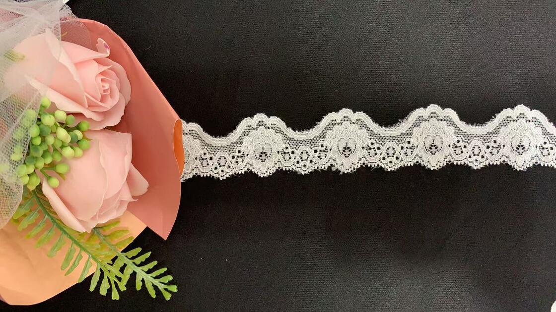 Quality 3.5CM Delicate Hollow Floral Polyamide Stretch Lace Trim Non-Irritating Elastic Tape for Bra, Bridal Gowns & DIY Clothing Projects factory