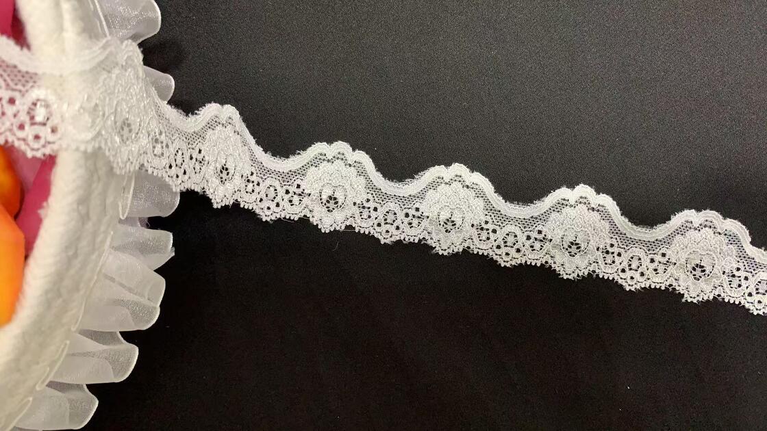 Quality 3.5CM Delicate Hollow Floral Polyamide Stretch Lace Trim Non-Irritating Elastic Tape for Bra, Bridal Gowns & DIY Clothing Projects factory