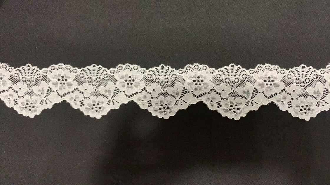 Quality 6CM Soft Touch 4-Way Stretch Hollow Flower Lace Trim Nylon Spandex Fabric for Underwear Bands, Party Dresses & Craft Making factory